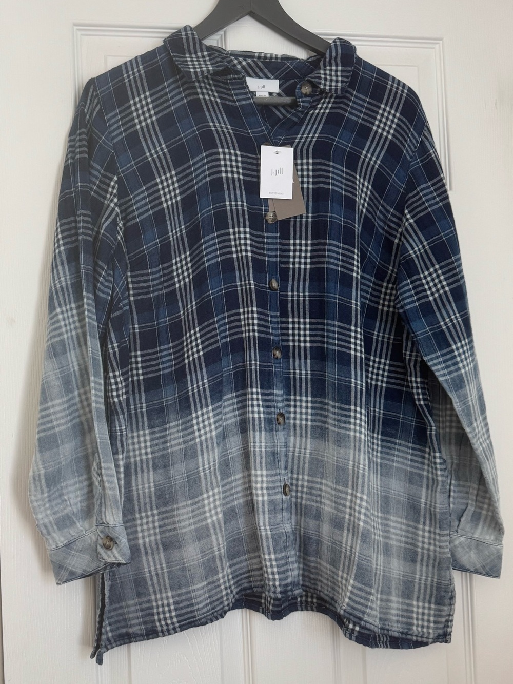 J. Jill Blue Ombre Plaid Button-Front Shirt